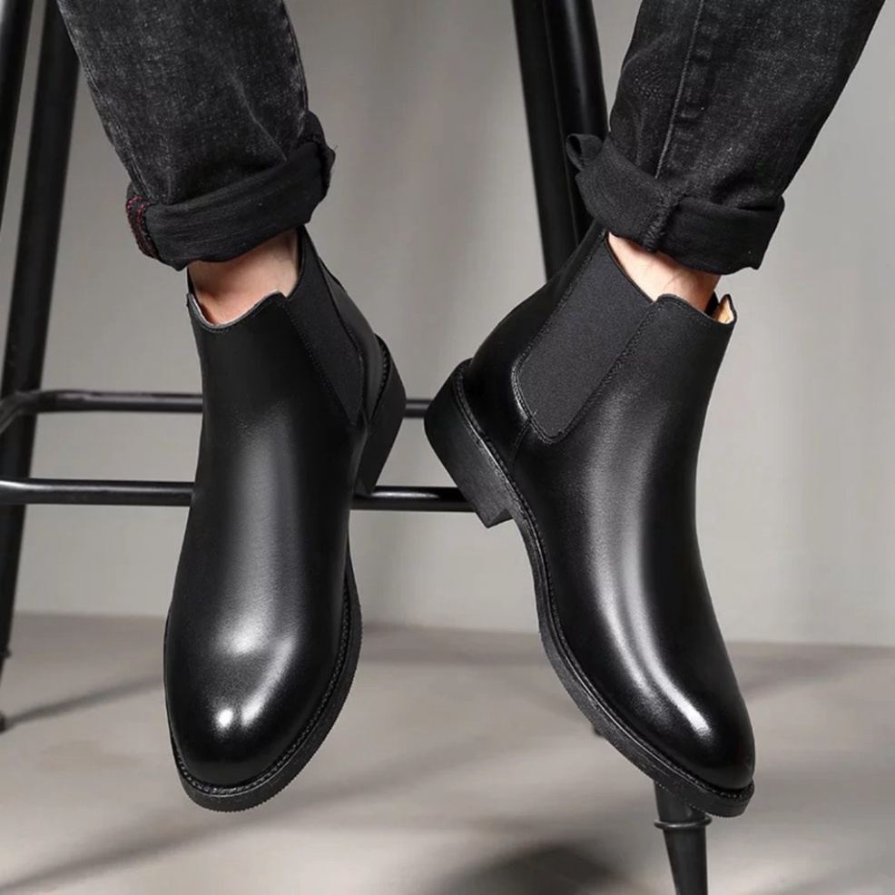 Giày Chelsea Boots cao cổ thời trang nam chất liệu da bò đế cao su đúc nhiệt độn 3.5cm | BigBuy360 - bigbuy360.vn