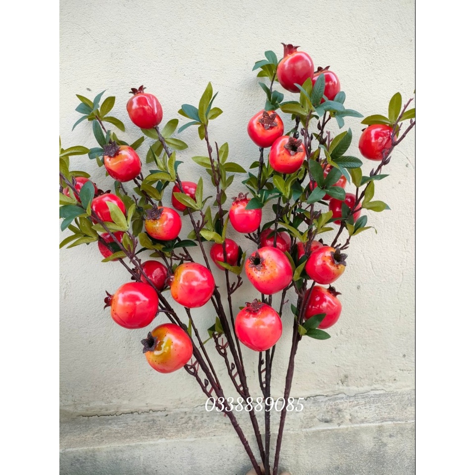 Cành lựu trang trí 9 quả lớn 2 hoa dài 100cm