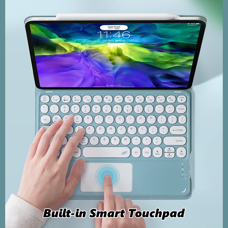 Colorful Wireless Touchpad Bluetooth Keyboard &amp; Mouse Universal For Apple IOS Android Windows 10 inch Tablet iPad Keyboard Round Keycaps Magnetic Detachable Keyboard Built-in Smart Touchpad Trackpad