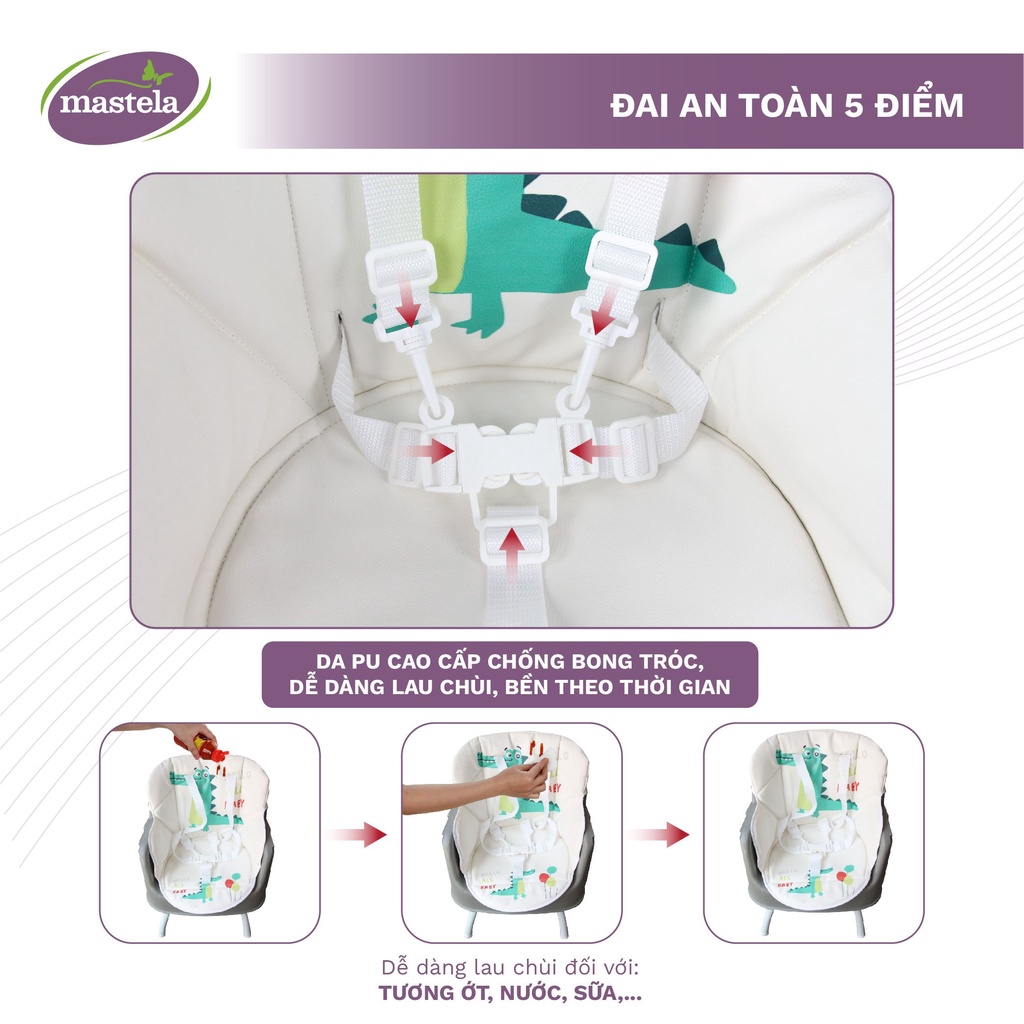 Ghế ăn dặm kiêm bàn học cho bé 3 in 1 Mastela 1016 - ngồi cao, thấp và tập vẽ tiêu chuẩn Mỹ ASTM - BPA Free