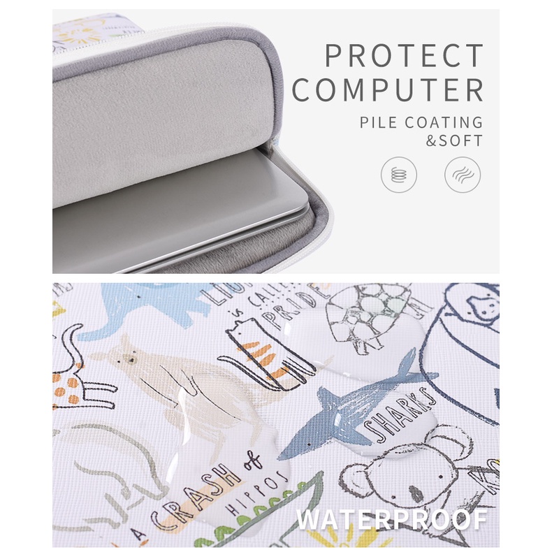 CanvasArtisan Túi da đựng laptop chống thấm nước họa tiết hoạt hình graffiti cho Matebook Air Pro 11 12 13 14 15 inch