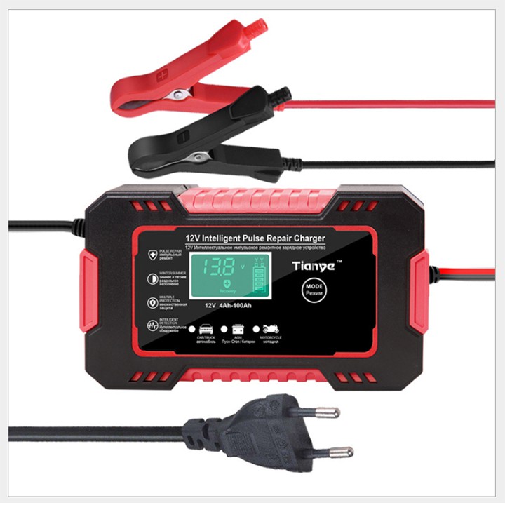 Bộ sạc acquy, máy sạc ắc quy TIANYE 12V 6A kèm phục hồi bình,sạc bình acquy,tự ngắt khi đầy,khử sunfat