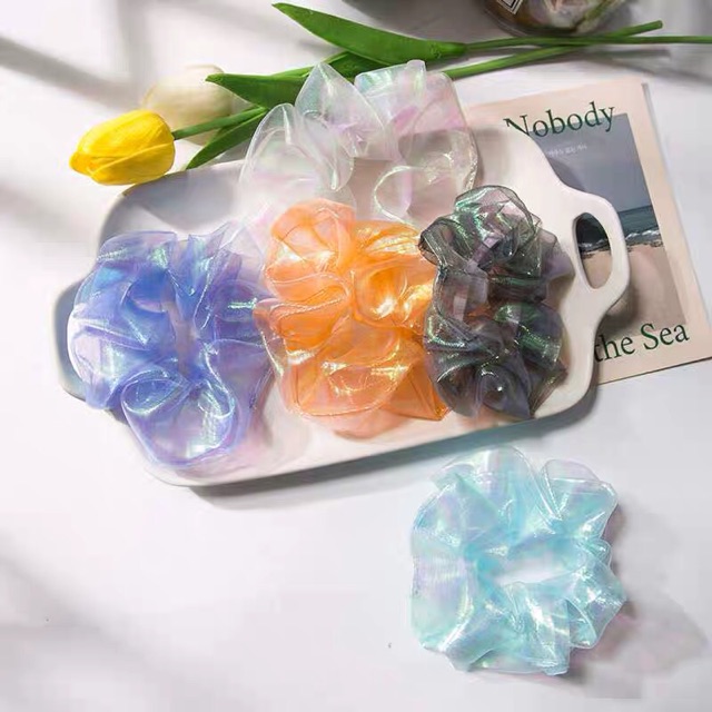 Cột tóc scrunchies dễ thương màu trơn