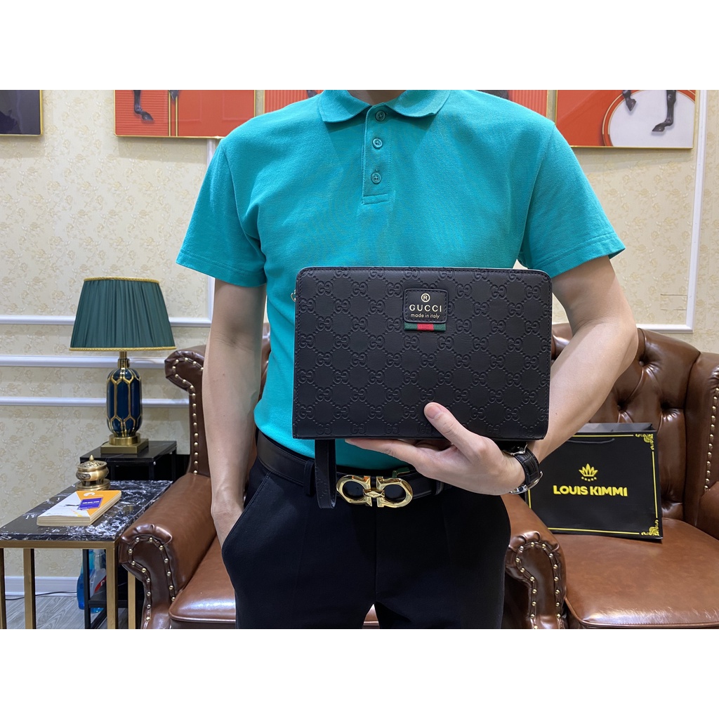 Ví cầm tay nam Da bò cao cấp hàng hiệu 3 Ngăn tiện lợi - mẫu mới nhất 2022  - GC3
