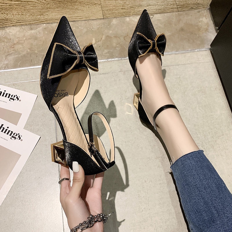 Giày Cao Gót Mũi Nhọn Cài Khóa Phong Cách Pháp Thời Trang Mùa Hè Hàng Mới 2022 Dành Cho Bạn Nữ