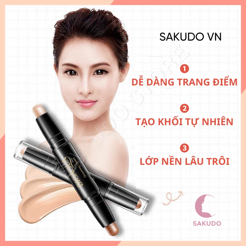 Phấn đánh khối dạng thỏi hai đầu, thỏi phấn bắt sáng tiện dụng lâu trôi SKDVN002