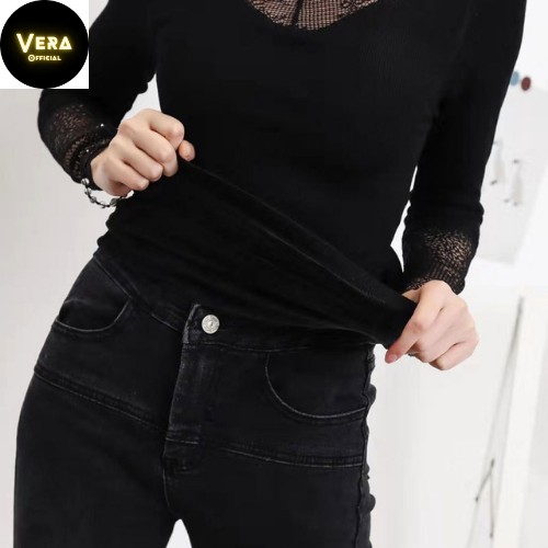 Áo giữ nhiệt nữ lót lông pha ren cực sang chảnh. Áo thun nữ dài tay hàng cao cấp_Q24