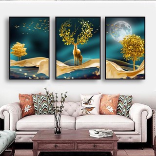 Tranh tráng gương cao cấp Hươu 3 bức