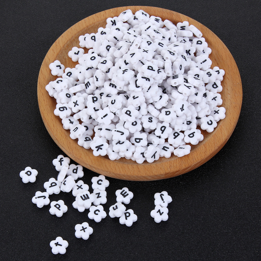 Bộ 100 hạt nhựa Acrylic hình hoa xỏ vòng tay thủ công