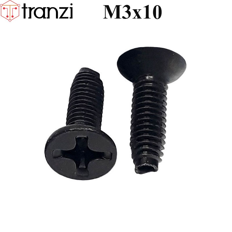 Vít tự tạo ren bake đầu bằng mạ đen M3x10 - túi 50 cái