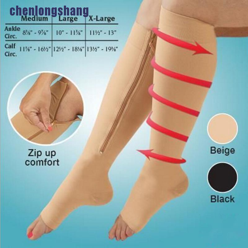 1 Đôi Vớ Nén Hở Ngón Chân Có Khóa Kéo Giảm Đau