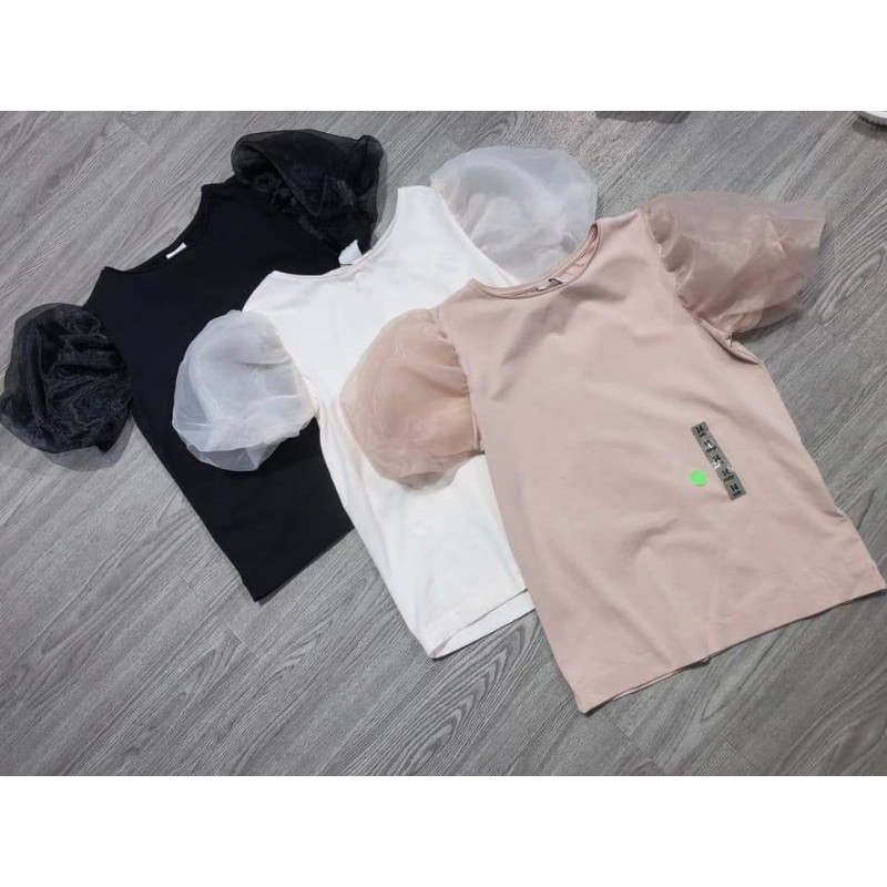 Áo tay bồng phối voan Zara auth newtag