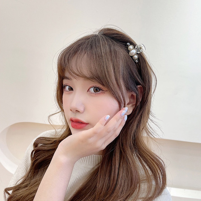 Kẹp Tóc Kim Loại Đính Hạt Ngọc Trai Nhân Tạo Kiểu Dáng Mới Thời Trang Mùa Thu Hàn Quốc