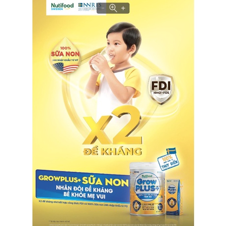 [HSD T12-2023] [Kèm Thẻ Cào 10 Năm] Sữa Non Vàng Nutifood GrowPLUS+ Trên 1 Tuổi 850g