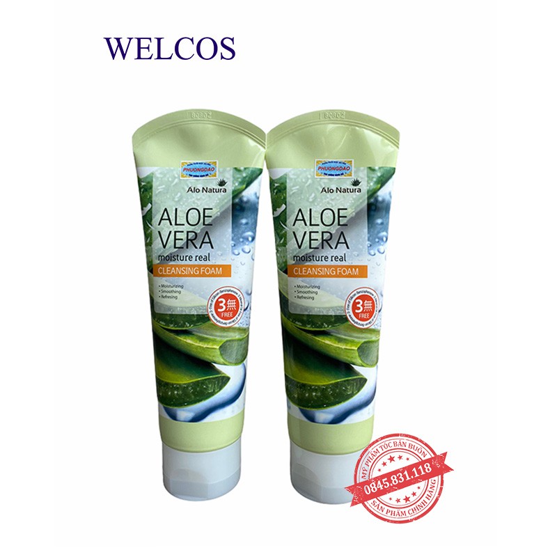 Sữa rửa mặt thảo dược Welcos Aloevera làm sạch mềm mịn da chính hãng hàn quốc SRM14