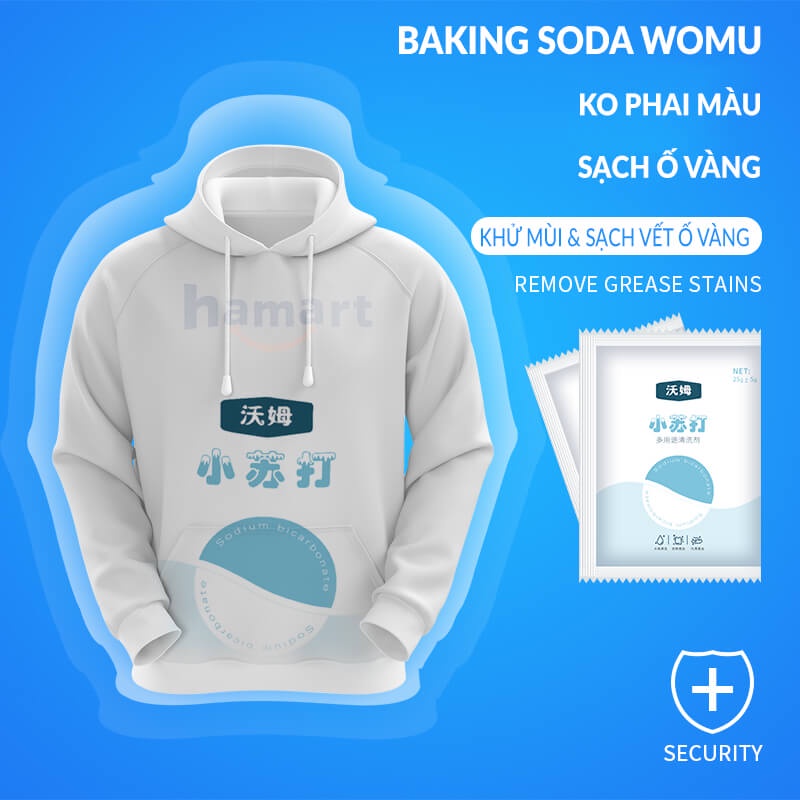 Bột Baking Soda Tẩy Rửa Đa Năng WOMU Gói 25g Muối Nở Làm Sạch Vệ Sinh Nhà Cửa Tiện Lợi