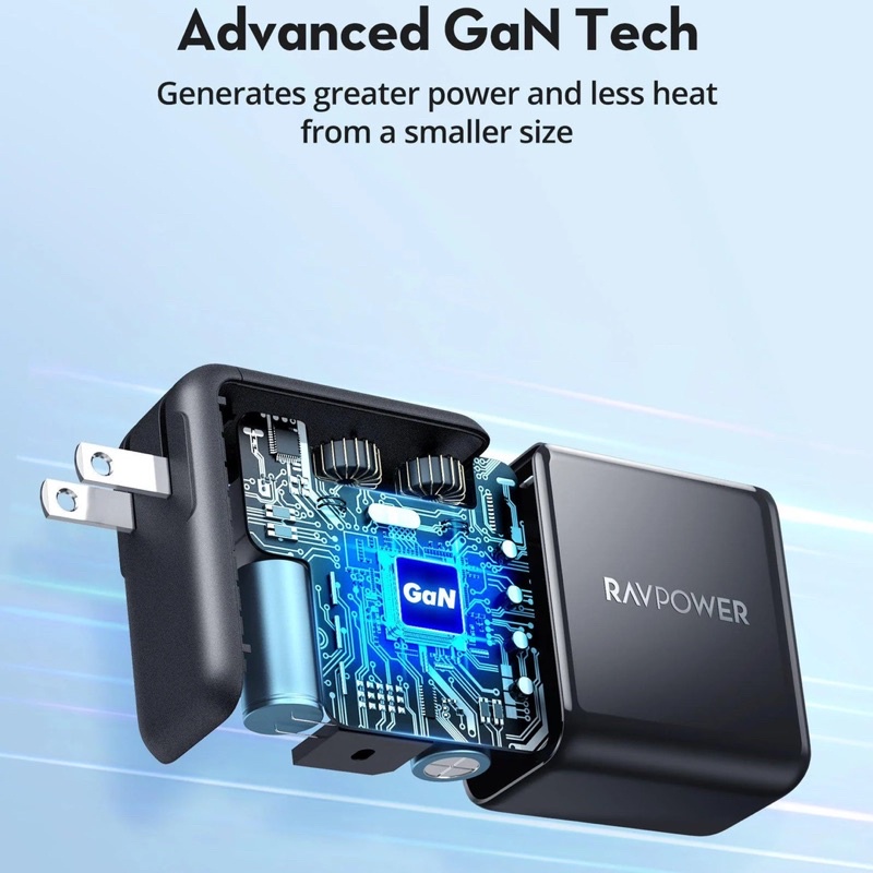 Củ sạc nhanh laptop táo PR0, lP13 Series, S21 Series, Note 20 Ultra 5G RAVPOWER RP-PC151 02 USB-C PD/PPS 100W GaN II