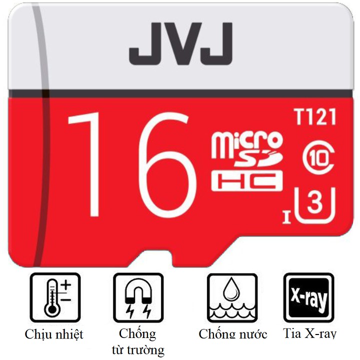 Thẻ nhớ 16Gb JVJ Pro U3 Class 10 - Chuyên dụng CAMERA, Điện thoại, Máy ảnh chuyển dụng tốc độ cao 90Mb/s