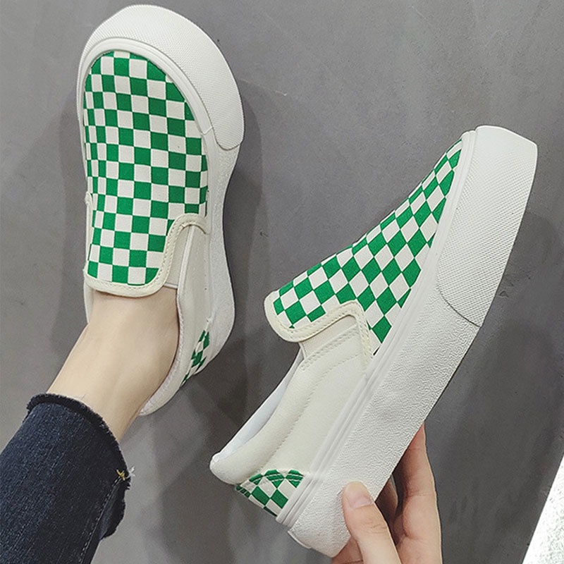 Giày Lười Vải canvas Đế Dày Họa Tiết Kẻ Sọc Phong Cách Hồng Kông Thời Trang Mùa Hè 2022 Dễ Phối Đồ Cho Nữ