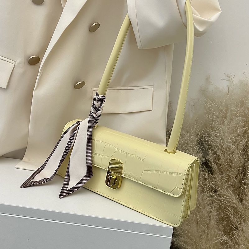 Túi đeo vai IELGY dáng vuông nhỏ phối dây thắt lụa phong cách Pháp thời trang chất lượng cao dành cho nữ