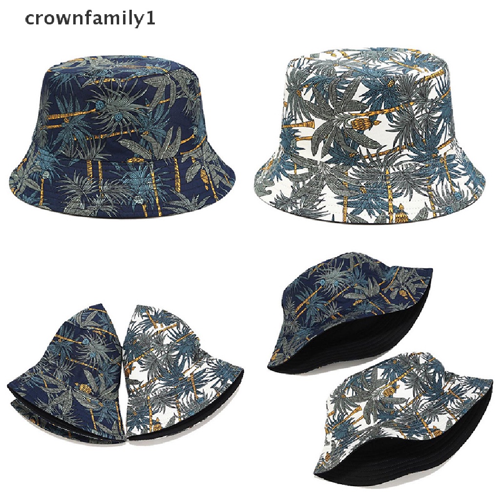 [crownfamily1] Mũ Bucket Hai Mặt Họa Tiết Hoạt Hình Graffiti Thời Trang Chống Nắng Đi Du Lịch Dành Cho Nam Và Nữ