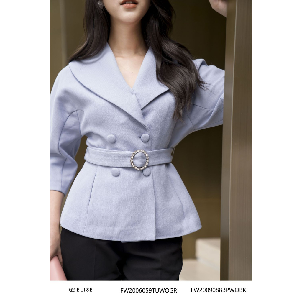Áo khoác suit ghi xanh thiết kế Elise | BigBuy360 - bigbuy360.vn