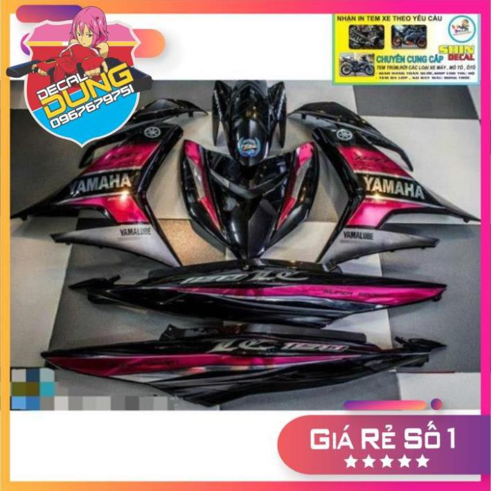 Tem xe exciter 150 hồng đen chất liệu Crom loại 2