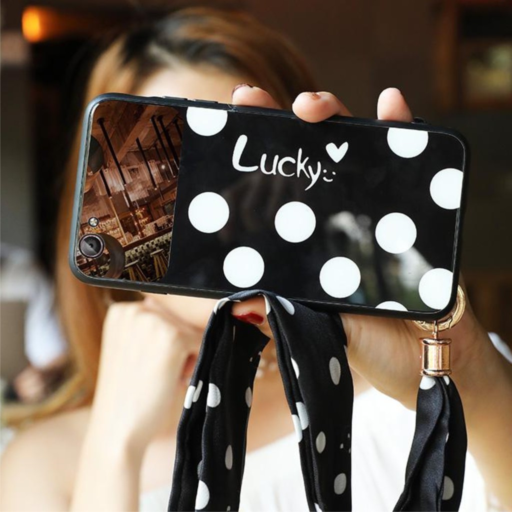 [ OPPO ] Ốp Lưng KÍnh Cường Lực Chấm Tròn Lucky I - Lens Gương (Không kèm dây) - K008