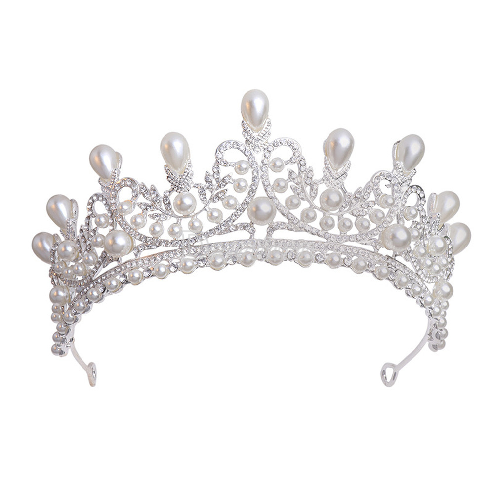 Retro Princess Pearl Crown Bridal Tiara Headdress