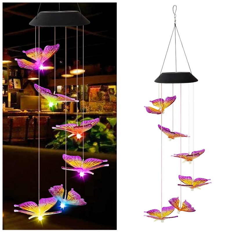 [Fenteer1] Chuông Gió Đèn LED Nhiều Màu Sắc Sử Dụng Năng Lượng Mặt Trời Trang Trí Nhà Cửa Sân Vườn Tiệc Tùng