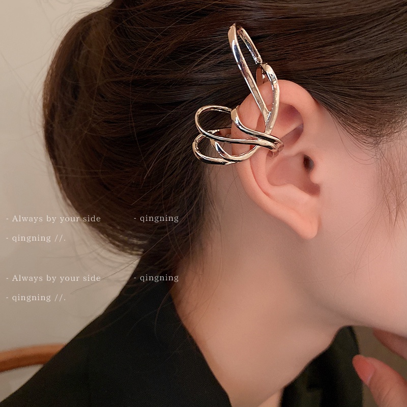 Khuyên tai DREJEW 3 dạng kẹp không xỏ khuyên bằng kim loại hình bướm phong cách thời trang Hàn Quốc