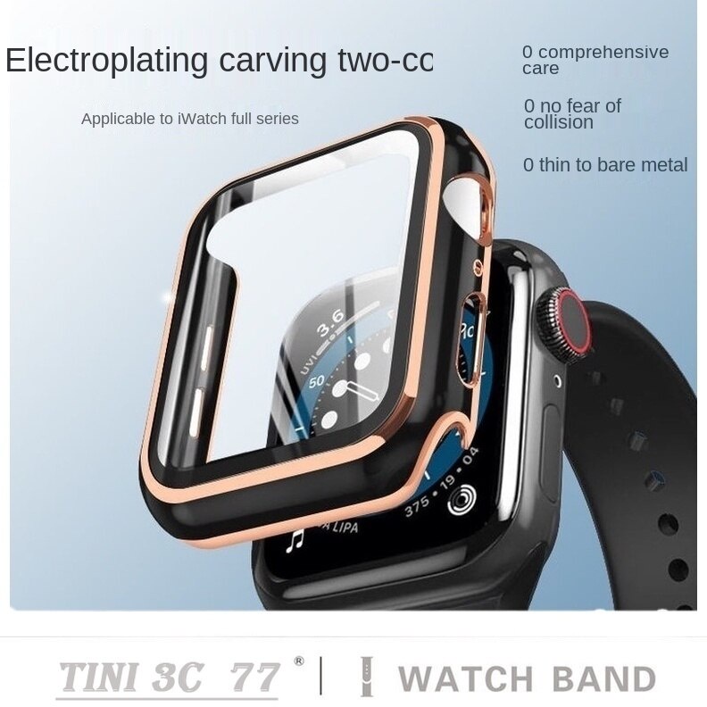 Vỏ PC cứng APPLE WATCH bảo vệ màn hình + kính cường lực cho iWatch 7 / 6 / 5 / 4 / 3 /SE 45mm / 40mm / 42mm / 38mm /41mm / 44mm Dây đeo Apple Watch