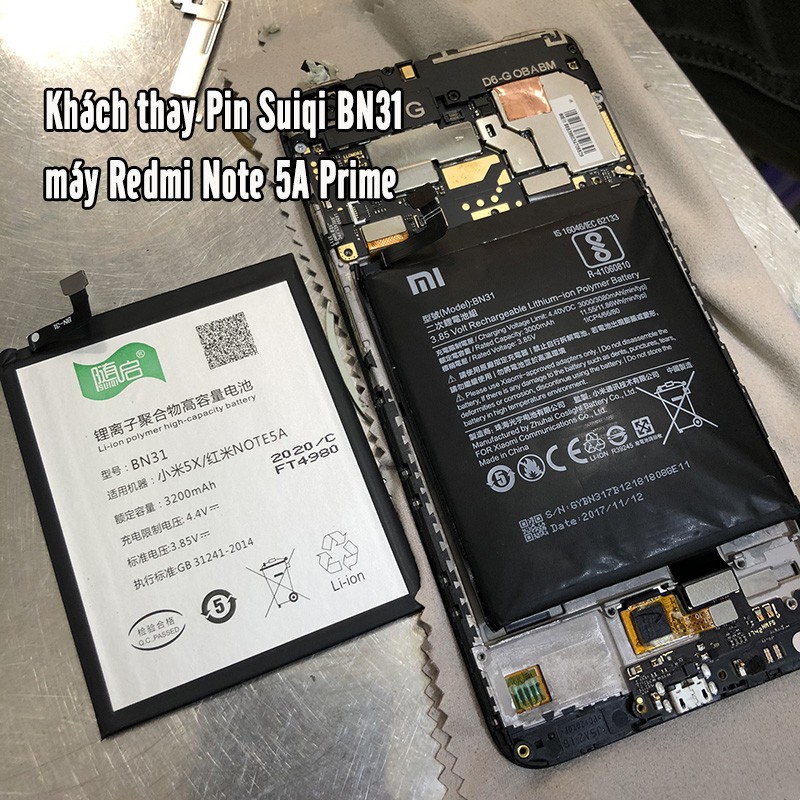 Pin Suiqi Li-ion thay thế cho Xiaomi Redmi 9A - Redmi 9C BN56 5200mAh