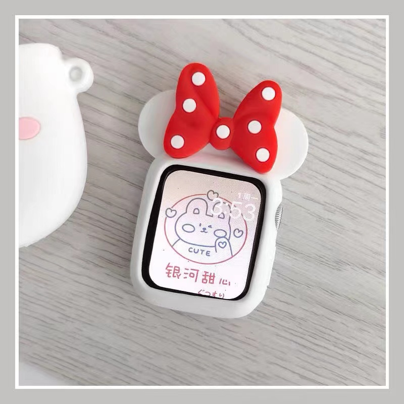 Hoạt Hình Ốp Bảo Vệ Bằng Silicon Mềm Hình minnie Cho Apple Watch Se 7 6 5 4 3 2 1 41mm 45mm 44mm 40mm 38mm 42mm