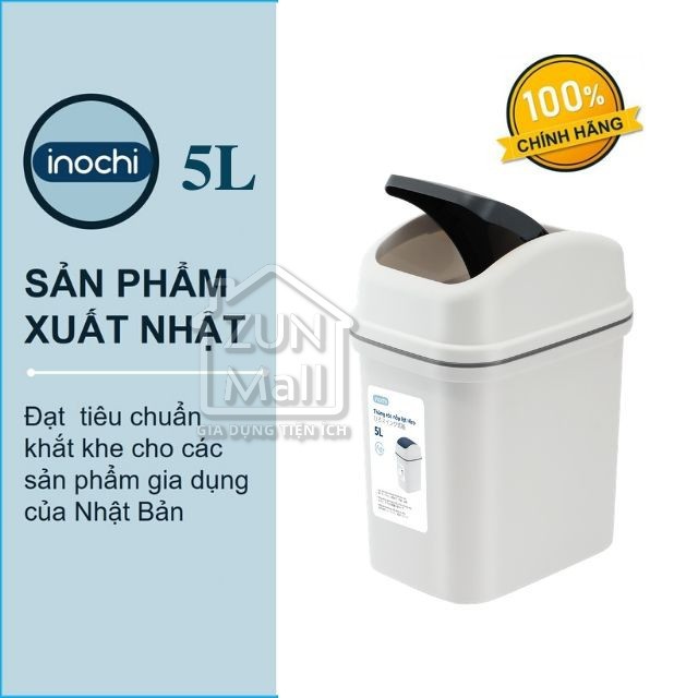 Thùng Rác Nhựa Cao Cấp Nắp Lật 5 Lít Inochi Nhật Bản - Phù Hợp Với Không Gian Sống Hiện Đại