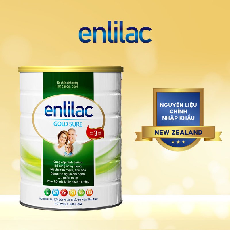 Sữa Bột Dinh Dưỡng Bổ Sung Năng Lượng Enlilac Gold Sure Hộp 900g