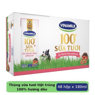 Thùng 12 lóc Sữa Vinamilk Dâu Hộp 180ml