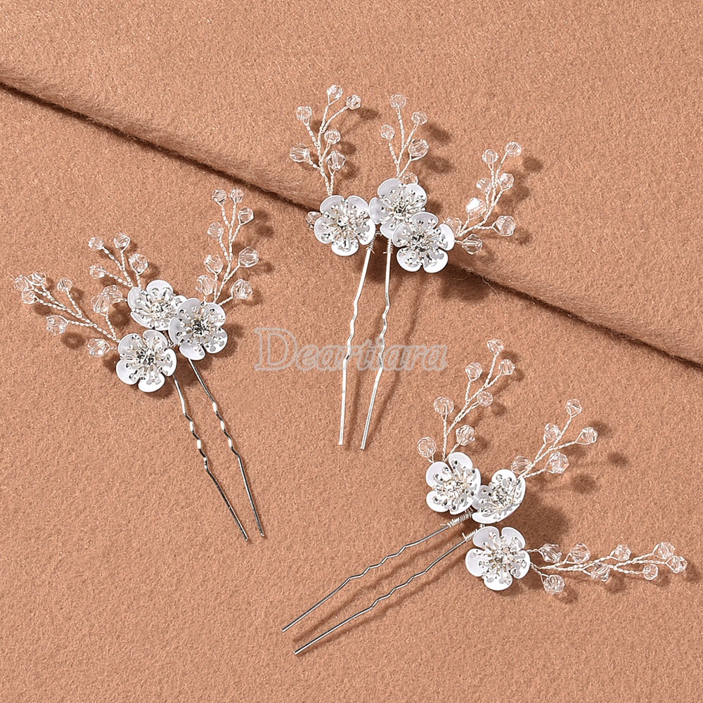 【3C】Lược Tóc Hình Hoa Đính Pha Lê Trang Trí Tóc Cho Cô Dâu Ngày Cưới