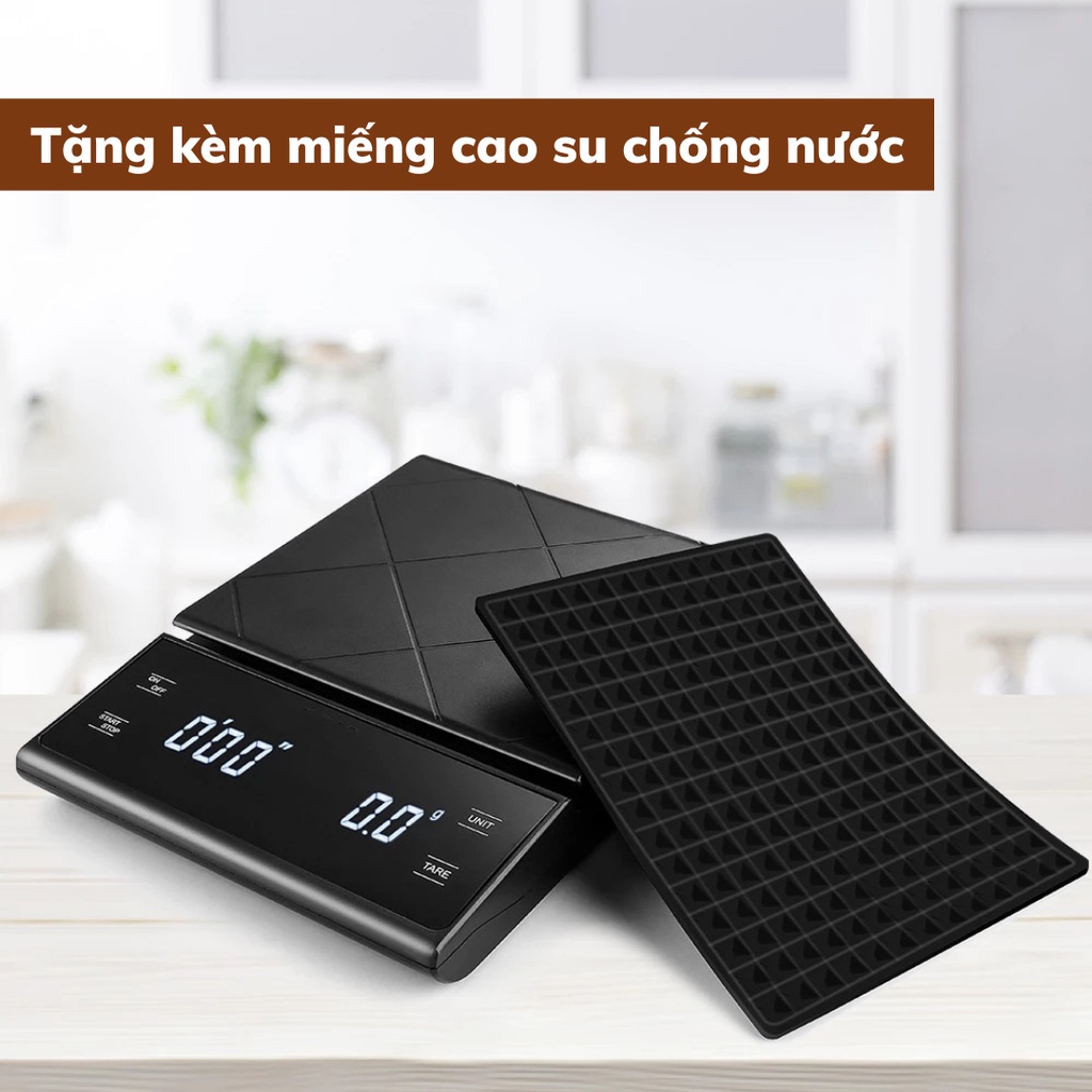 Cân tiểu ly mini điện tử pha chế EK 6012 có đếm giờ định lượng 0,1g-3kg  độ chính xác cao tặng kèm pin AAA