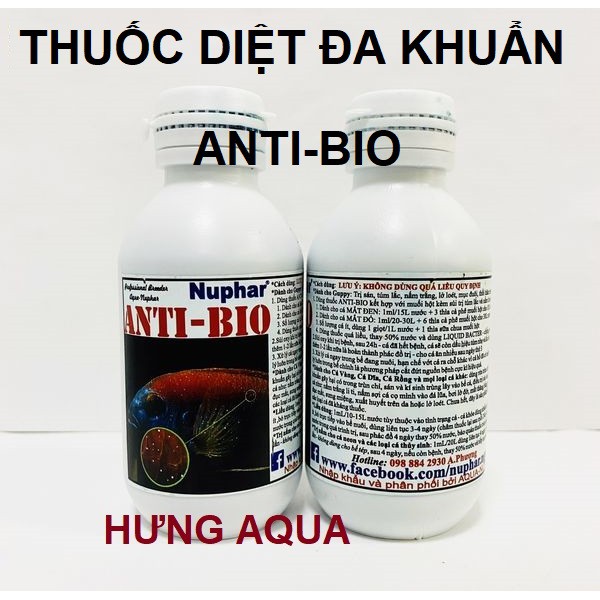 Thu ô c Anti Bio Nuphar chai 100ml di.ệt khuẩn xử lý các bệnh nấm cho cá cảnh (hàng chuẩn)