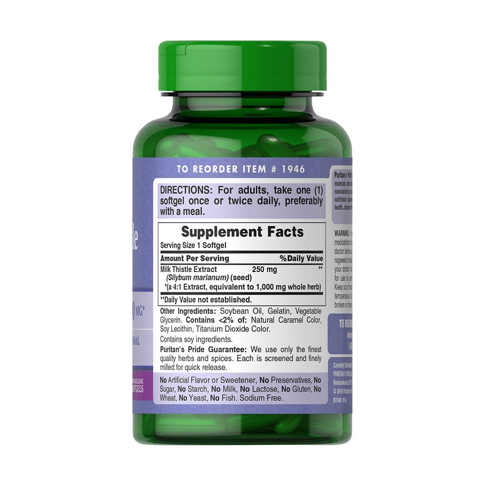 Thải Độc Gan, Bổ Gan, Làm Mát Gan Milk Thistle Extract 1000mg 90 Viên Puritan's Pride