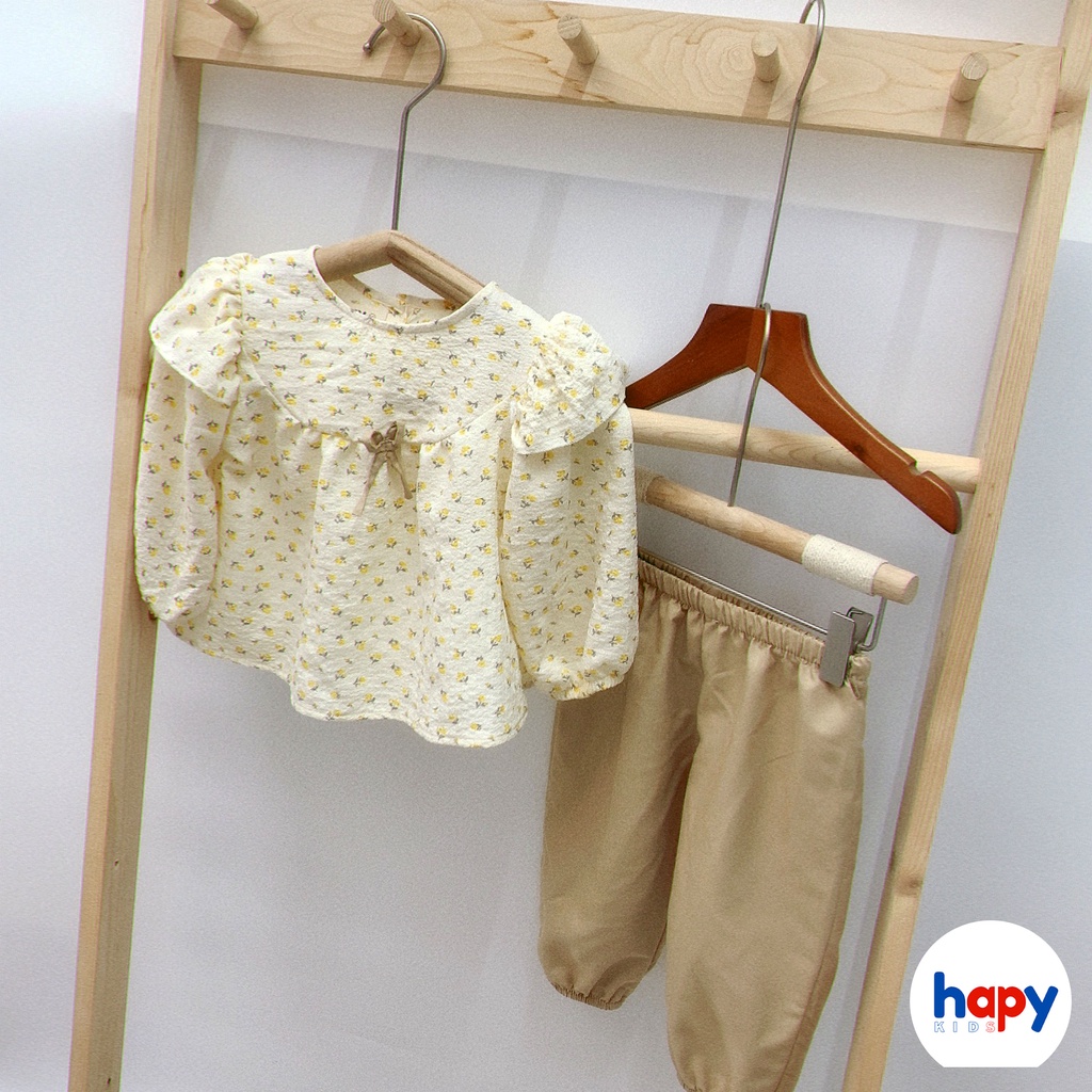 Đồ bộ dài tay cho bé gái từ 9 tháng đến 6 tuổi. Bộ bé gái dài tay thu đông chất thô thương hiệu Hapykids B952