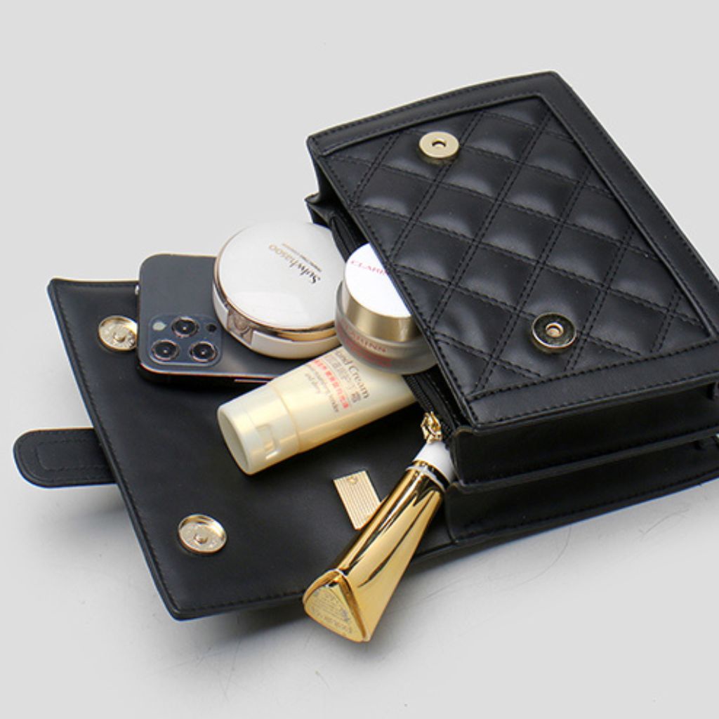 Túi xách nữ, túi xách công sở ô trám nắp gập da mịn size 20 - TXN033