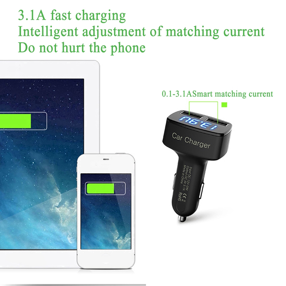 Thiết bị đo vôn kế hỗ trợ 2 cổng sạc usb tiện dụng dành cho xe hơi