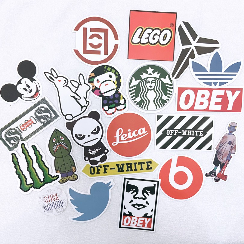 [Brands logo] Set sticker hình dán logo các thương hiệu nổi tiếng starbucks, lego, coca, instagram, monster, google