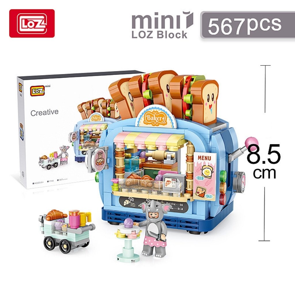 Bộ đồ chơi lắp ráp cửa hàng bán kem Loz Chính Hãng, mô hình lắp ghép bán hàng cho bé trai bé gái sáng tạo thông minh
