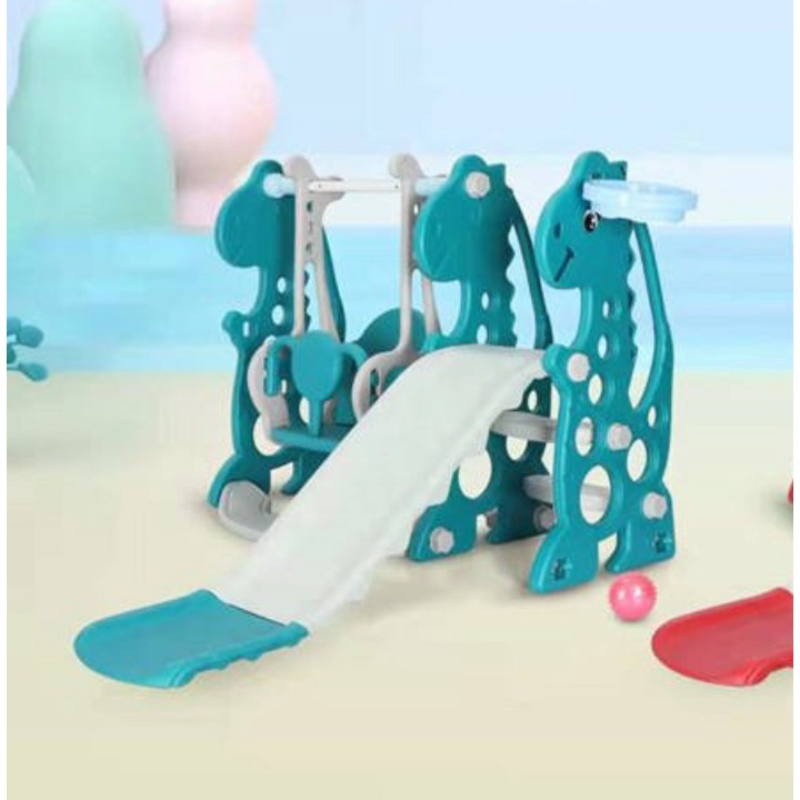 Bộ đồ chơi liên hoàn cầu trượt xích đu hình heo Peppa xanh / hồng có bóng