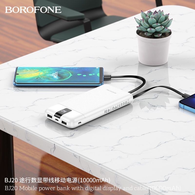 ✅SẠC DỰ PHÒNG Borofone BJ20 10.000mAh kèm cáp sạc 3 cổng Micro/Typec/ Iphone -Hàng chính hãng