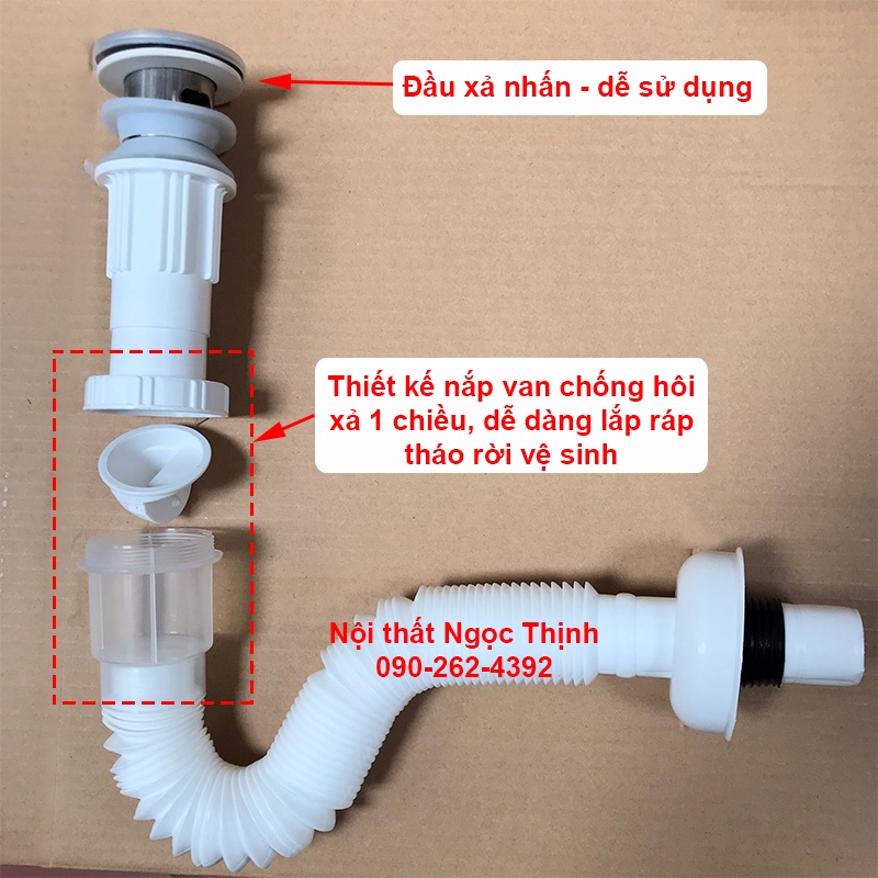 Xả lavabo  ruột gà chống hôi - xả Xi phông gắn lavabo sứ