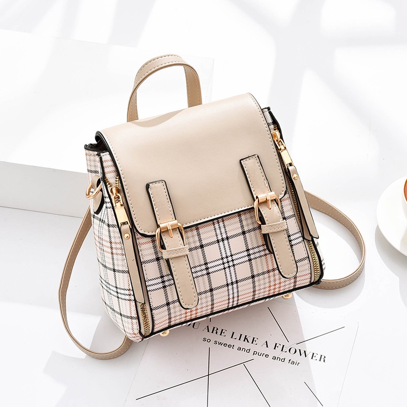 Chuwanglin Women Fashion Plaid Mini Leather Bakcpacks